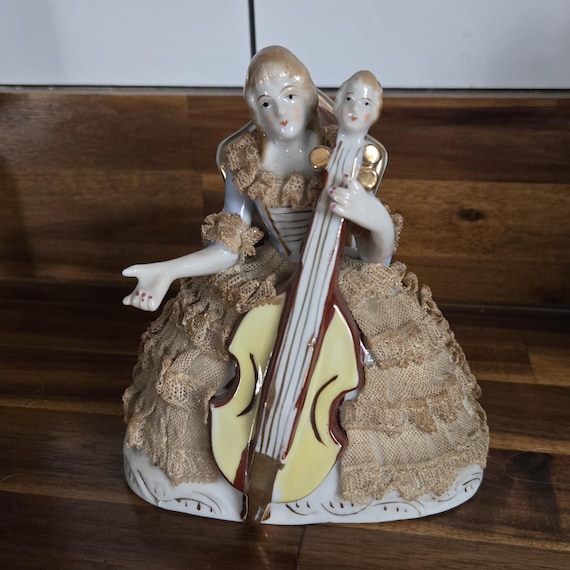 Lace Dress Porcelain Lady Dresden-style Vintage Figurine