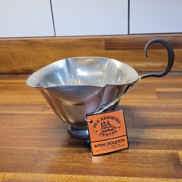 Old Newbury Pewter Sugar or Creamer Bowl with Brass handles