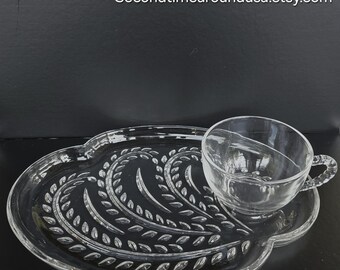 Federal Glass Snack Set: Hospitality Wheat Fern Design