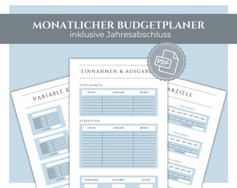Vorlage monatlicher Budgetplaner, bearbeitbarer Budget Planer, druckbar, digitaler Budget Tracker, Sofortiger Download, Checkliste, DIY