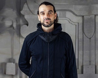 CYBERPUNK HOODIE, Men&#39;s Techwear  Cyberpunk Hoodie Jackets, Essentials Zip Up Handmade Jacket, Mens Summer Jacket, Lightweight Winter Jacket