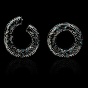 Neuro Hangers, 925 silver plugs, Gauge Ear Plugs, Ear weights, Silver Spiral Delight, Gauge Ear Plugs, Ear-Weights, Unisex Body Jewelry