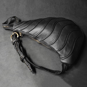 HERREN LEDERTASCHE, Leder Arbeitstasche, Echte schwarze Ledertasche, Großer Sling-Rucksack, Vintage Ledertasche, Cyberpunk Gürteltasche