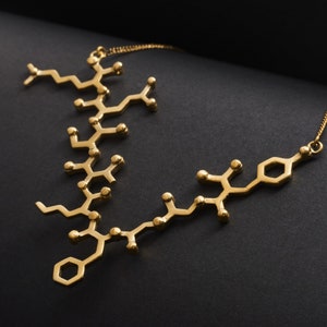 NURSE NECKLACE, Chemistry Molecule Necklace, Serotonin Necklace, Abstract Silver Gold Necklace, Endorphin Necklace, Medicine Necklace