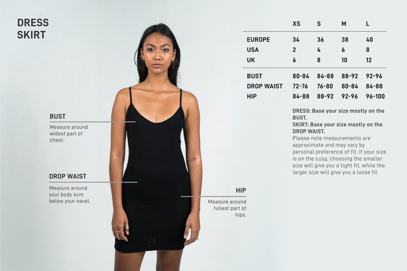 Brown Long Sleeve Mini Dress - Size Chart