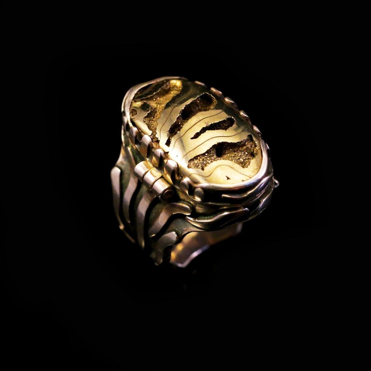 Xenomorph 925 Silver Men's Statement Ring Cybergoth Cyberpunk Post