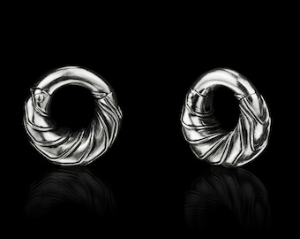 ARKANE Hangers, 925 silver plugs, Gauge Ear Plugs, Ear weights, Silver Spiral Delight, Gauge Ear Plugs, Ear-Weights, Unisex Body Jewelry