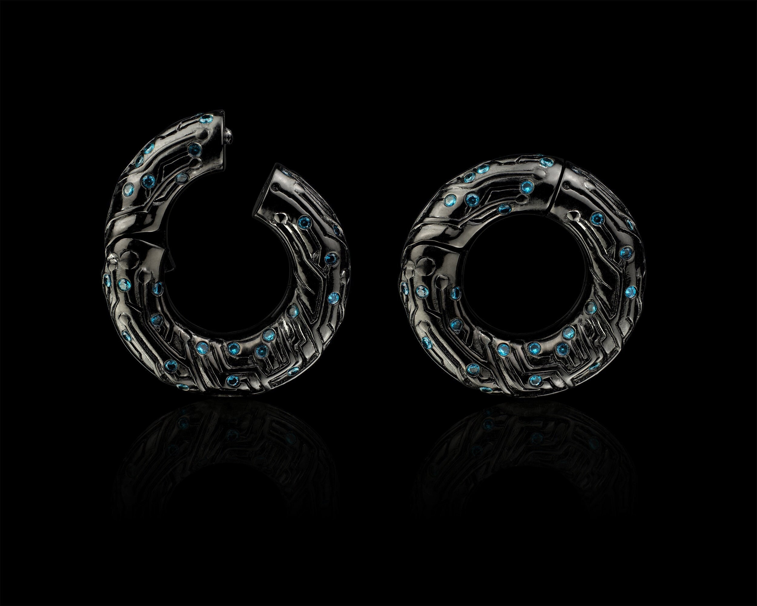 Neuro Hangers, 925 silver plugs, Gauge Ear Plugs, Ear weights, Silver Spiral Delight, Gauge Ear Plugs, Ear-Weights, Unisex Body Jewelry