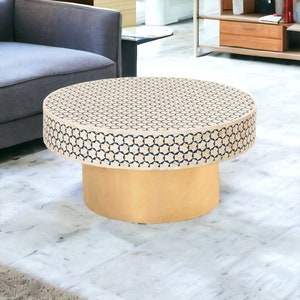 Bone Inlay Coffee Table, Bone Inlay Table, Bone Inlay Conversation table