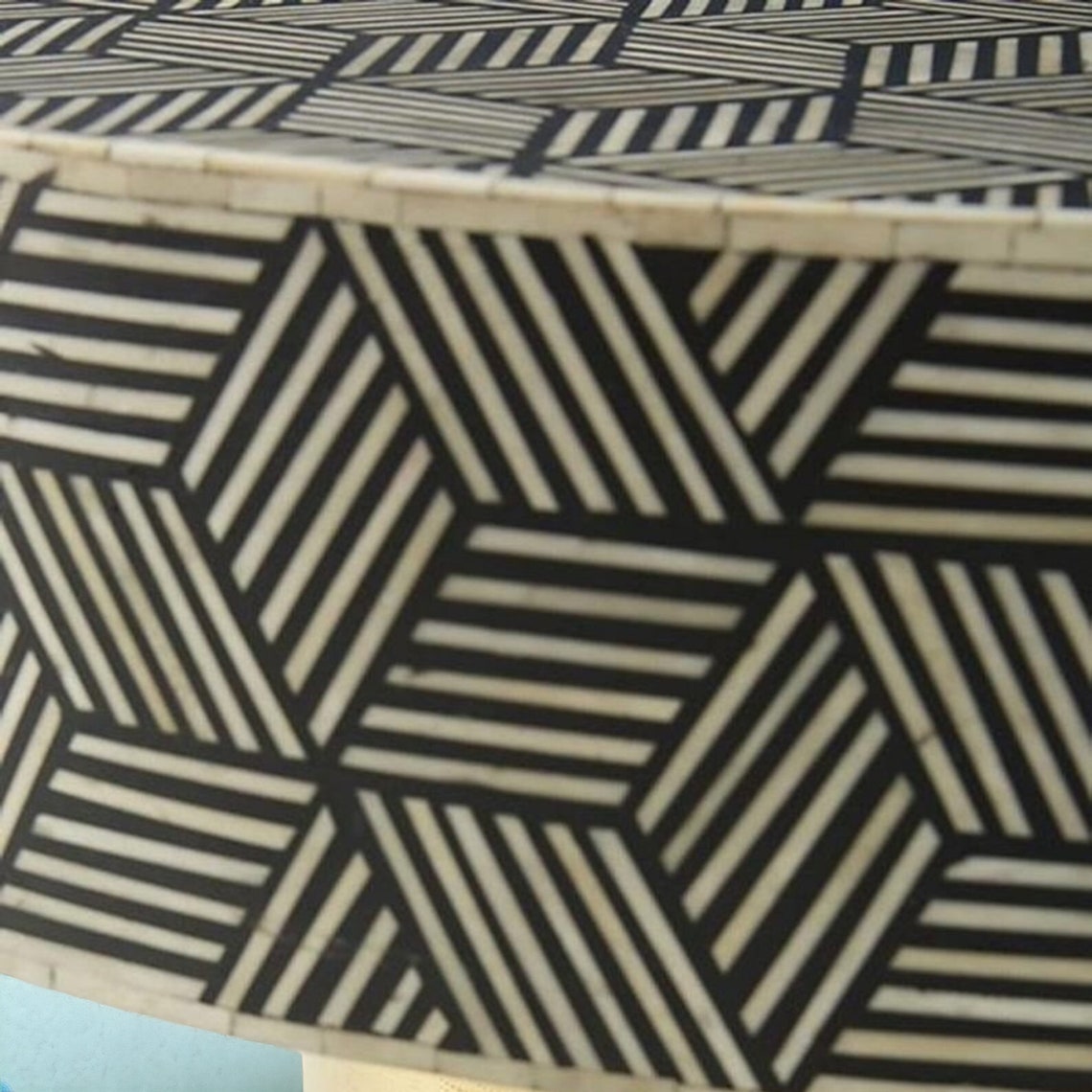 Bone Inlay Coffee Table, Round Bone Inlay Living Room Table, Bone Inlay ...
