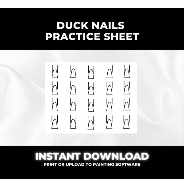 Duck Nail Shape Design Practice Sheet - Printable Nail Design Template for Nail Techs, Press On Nail Business, Nail Artist -Instant Download