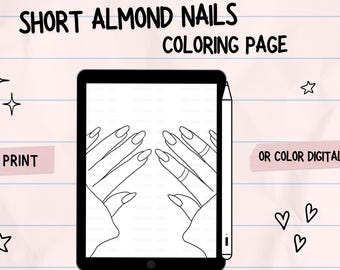 Almond Nail Coloring Page | Nail Design Coloring Sheet | Printable