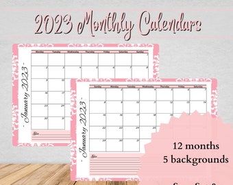 2023 Monthly Printable Calendar | Landscape Monthly Calendar 2023 [8x11] - DIGITAL DOWNLOAD