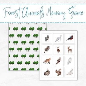 Forest Animals Matching Game, Memory Game, Matching Game, Kids Activity, Homeschool Printables, Preschool, Kindergarten, Early Learning