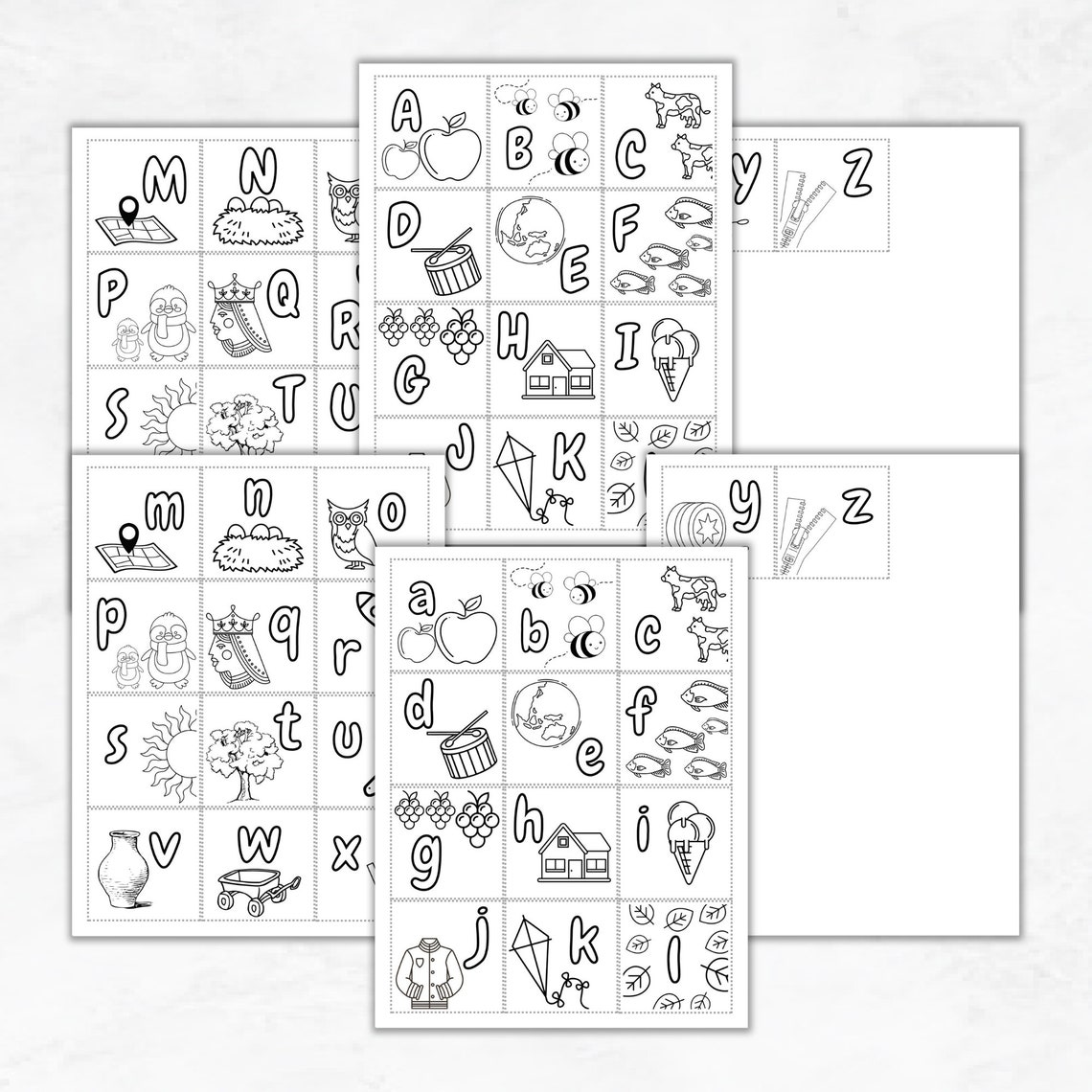 Alphabet Matching Game, Memory Game, Matching Game, Kids Activity