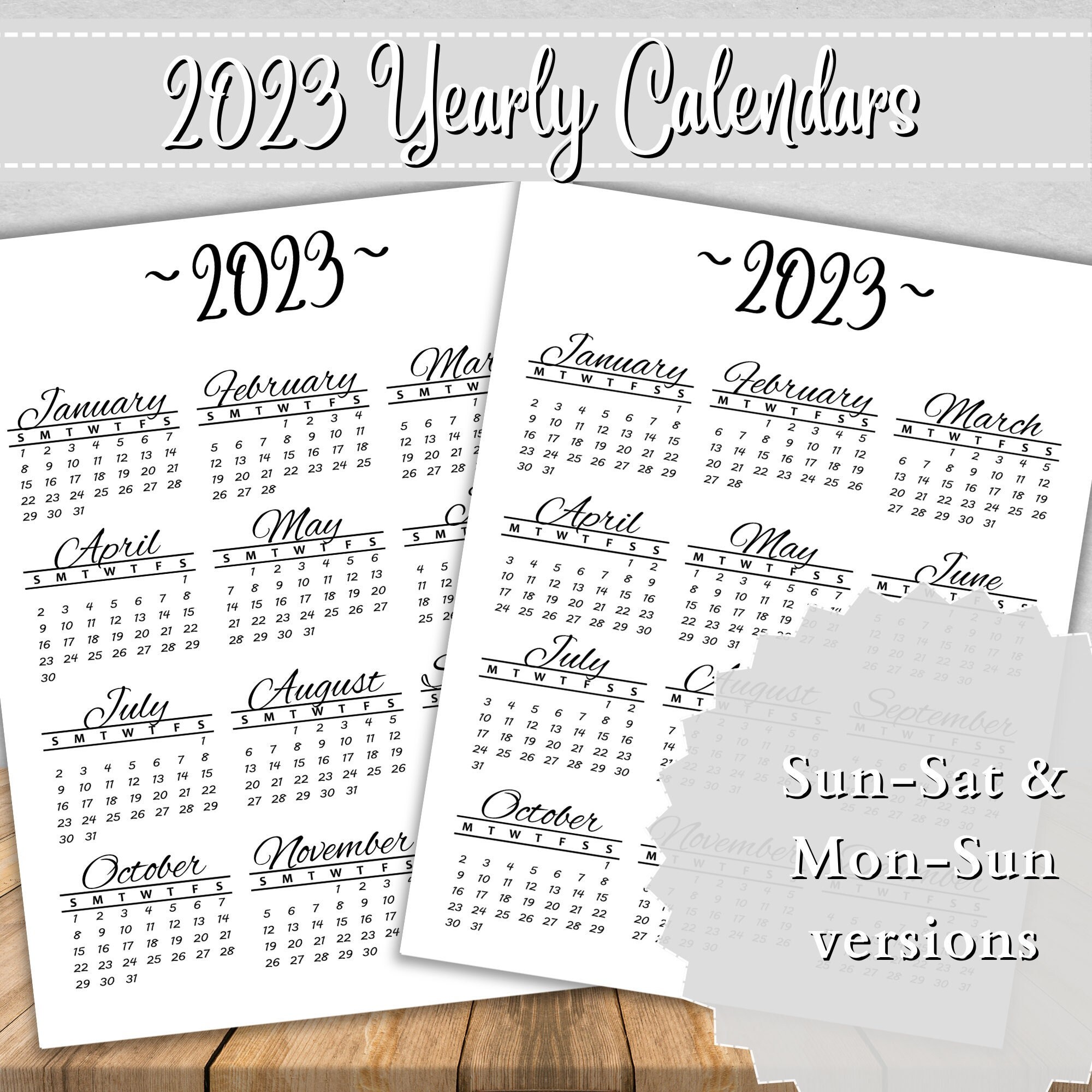 2023 Yearly Printable Calendar Portrait Yearly Calendar 2023 8x11 ...