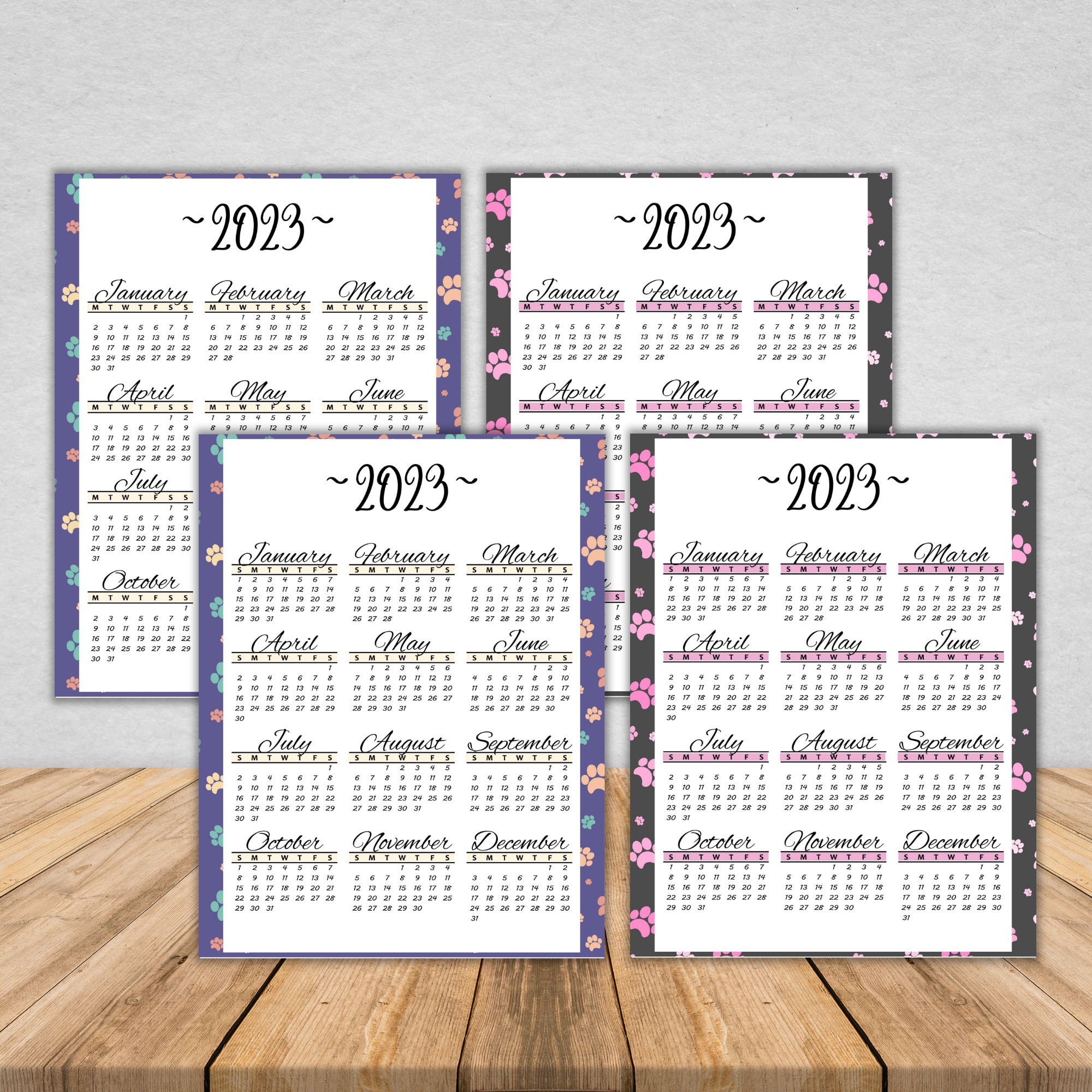 2023 Yearly Printable Calendar Portrait Yearly Calendar 2023 8x11 ...