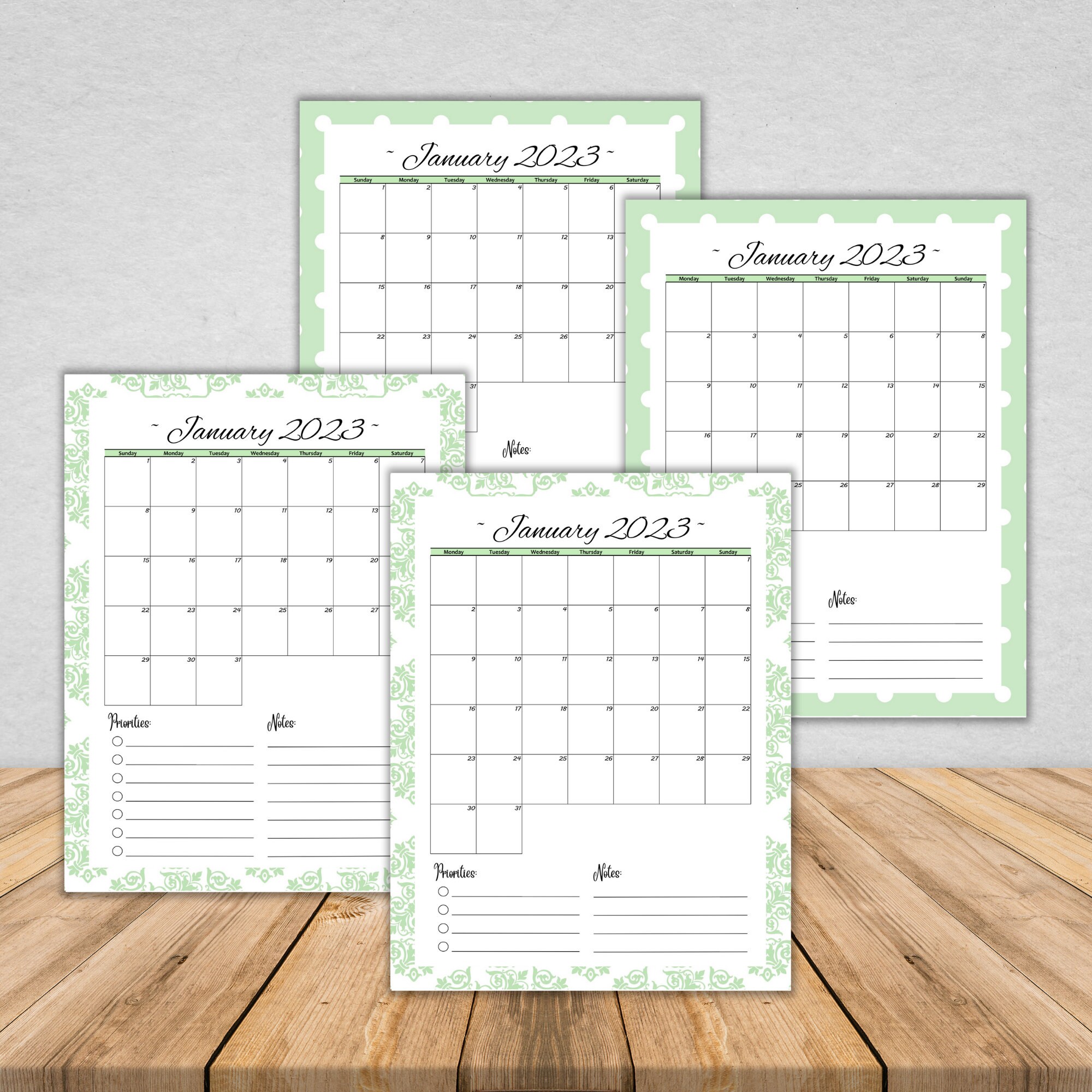 2023 Monthly Printable Calendar Portrait Monthly Calendar 2023 8x11 ...