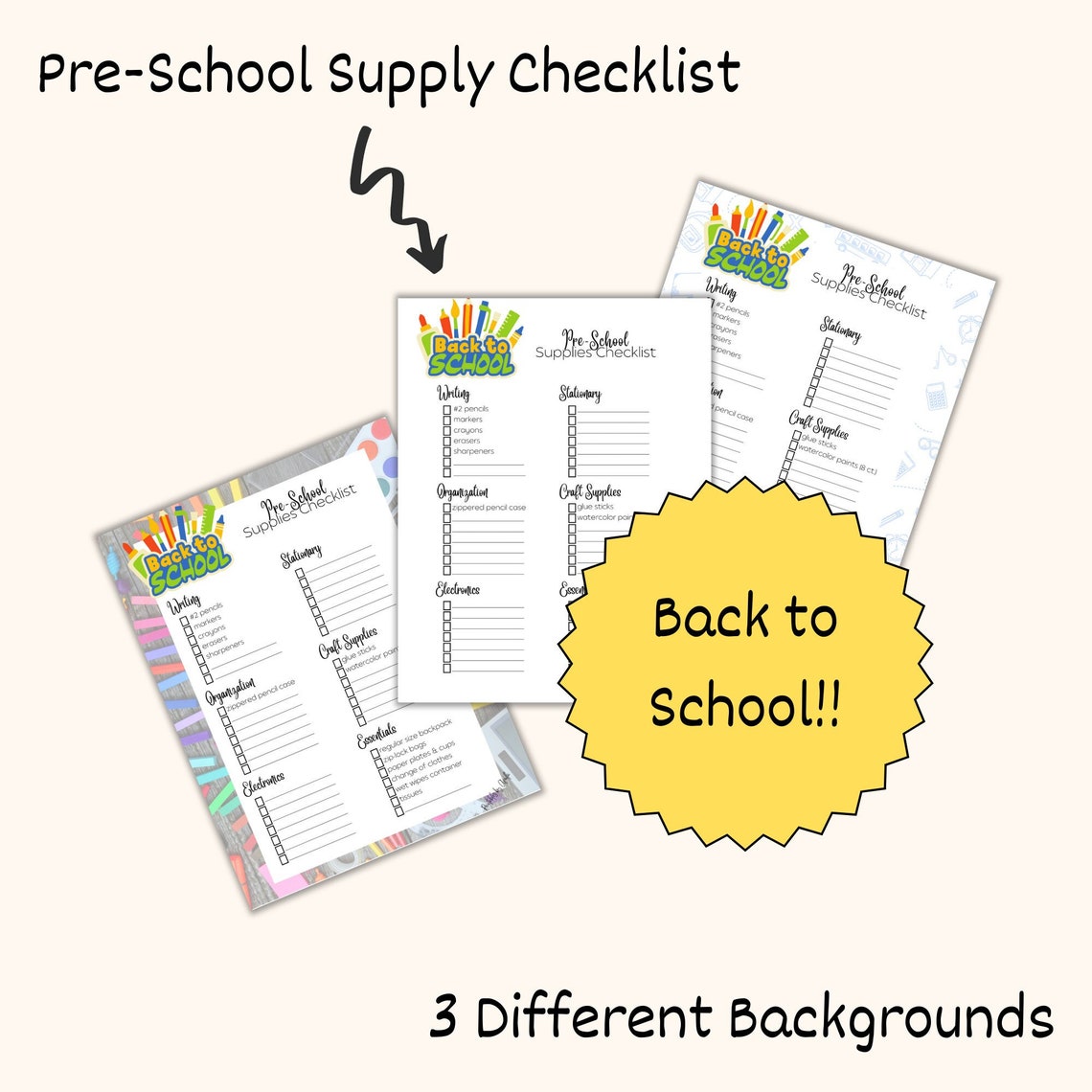 Preschool Supplies Checklist Etsy