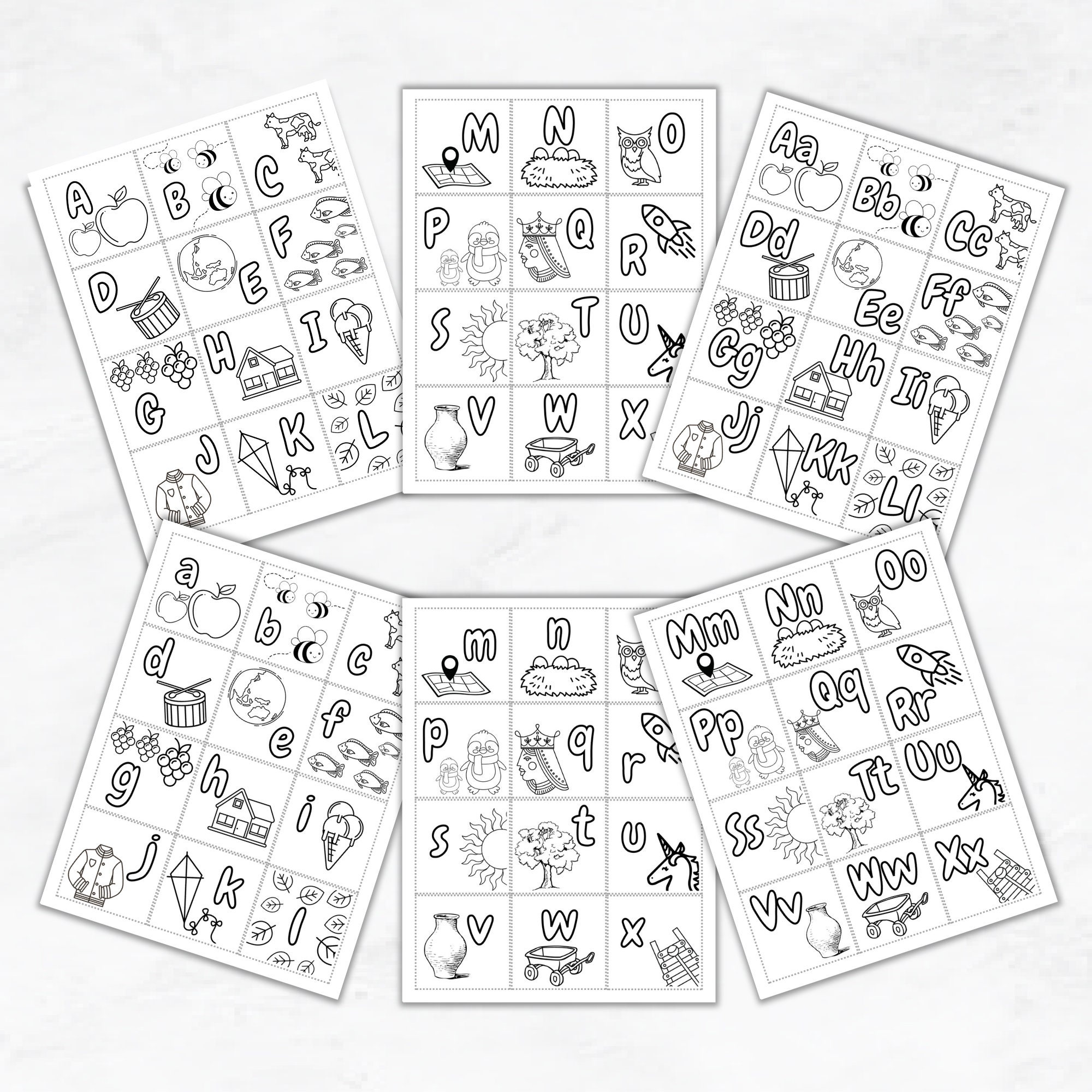 Coloring Alphabet Matching Game, Memory Game, Matching Game, Kids