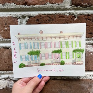 Savannah, Ga Historic Home Drawing | Bryan St
