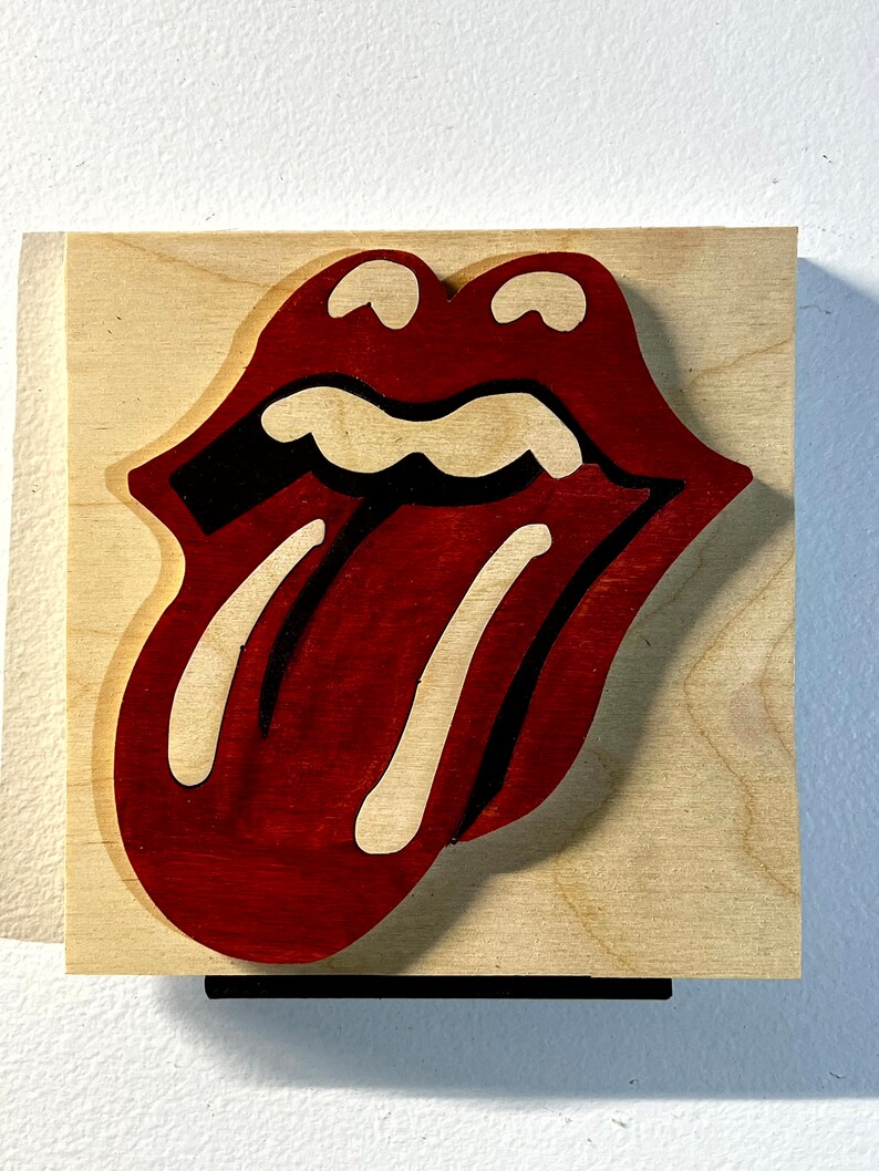 Rolling Stones Tongue Wood Art Etsy
