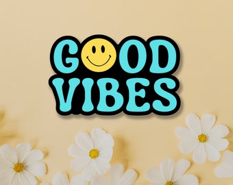 Smiley Good Vibes: Motivational Vinyl Sticker