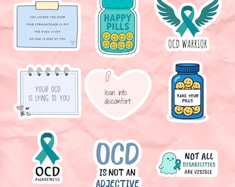 OCD Sticker, Obsessive Compulsive Disorder, Vinyl Sticker, OCD Support, OCD Awareness (9 Pack)