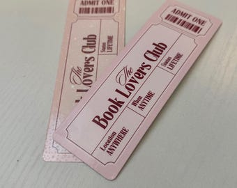 Marcapáginas con diseño de boleto para club de lectura, marcapáginas con la frase "Admite uno", marcapáginas bonito para amantes de los libros, regalo para lectores, regalo para clubes de lectura, marcapáginas estético