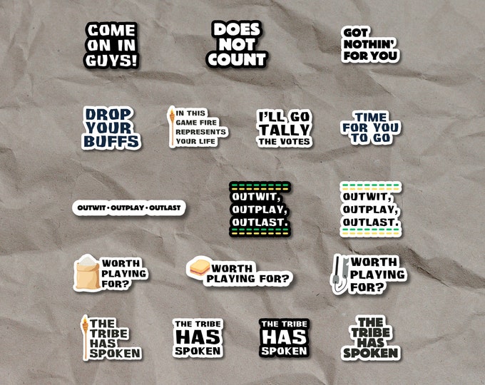 Featured listing image: Survivor TV Show Vinyl Stickers (17 pack)