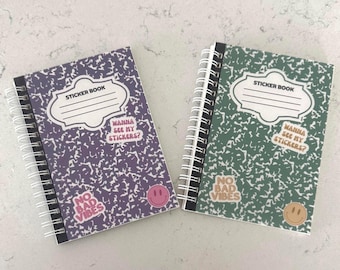 Libro de pegatinas reutilizables / Cuaderno de pegatinas de composición A6 / Regalo nostálgico / 50 hojas