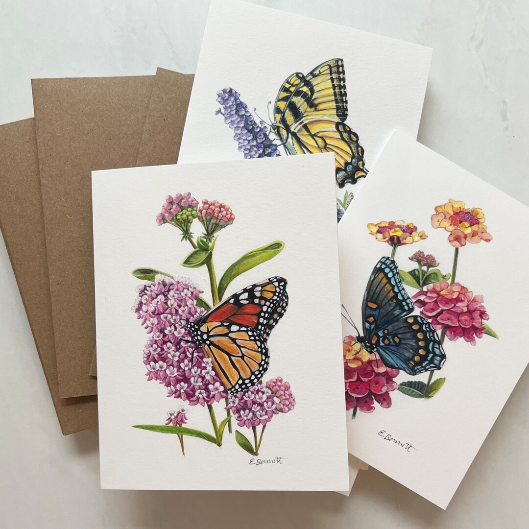 10-piece Butterfly Notecard Set W/ Envelopes - Etsy