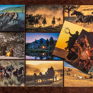 Western Cowboy Greeting Cards/Envelopes of Cowboys, Horses, Wagon, Scenic, Photos, Gift, Box of 14 - 5x7”, Equestrian Cards, New