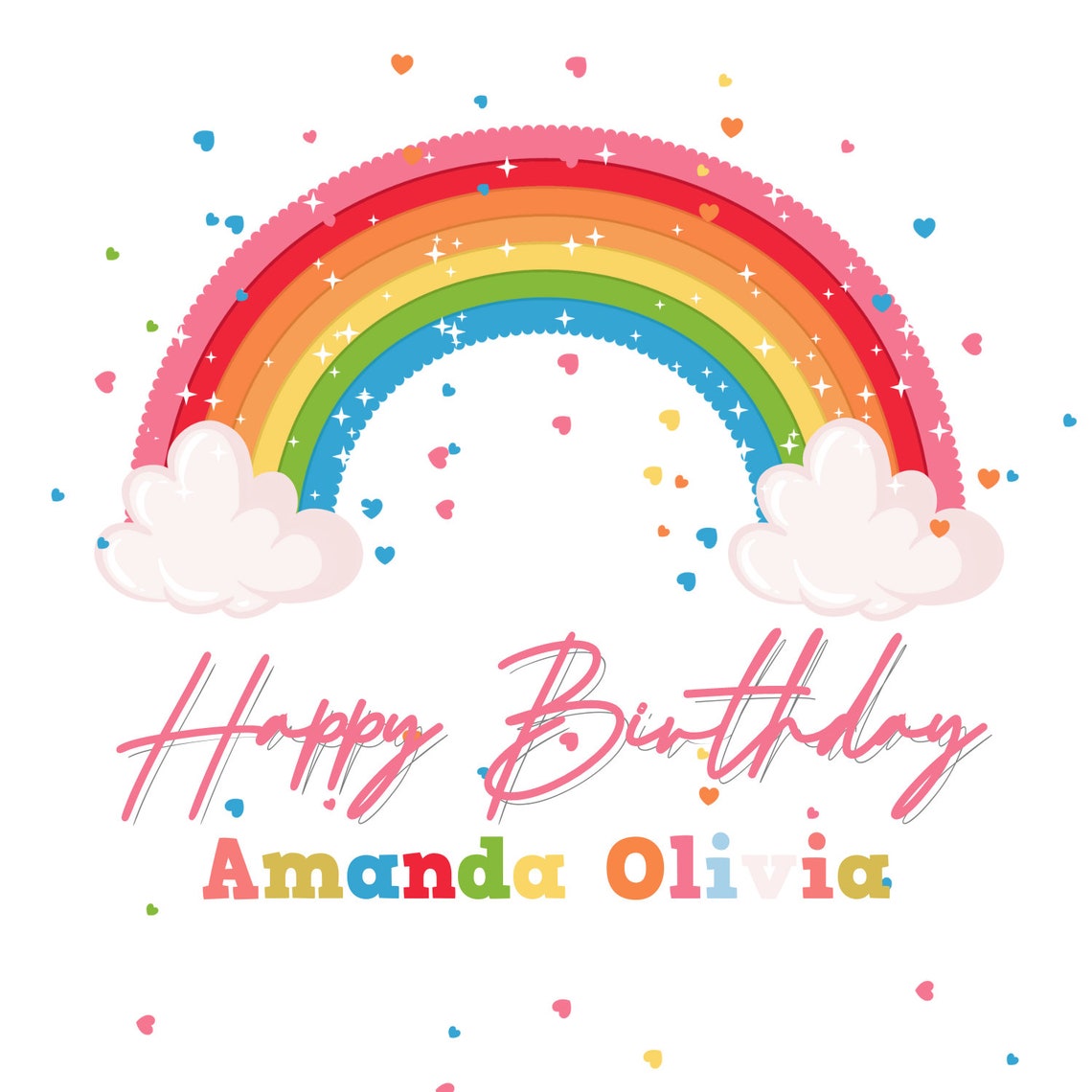 Printable Rainbow Birthday Card Editable Kids Birthday Card Etsy