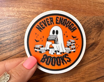 Matte Ghost Sticker: Book Lover Spooky Decal