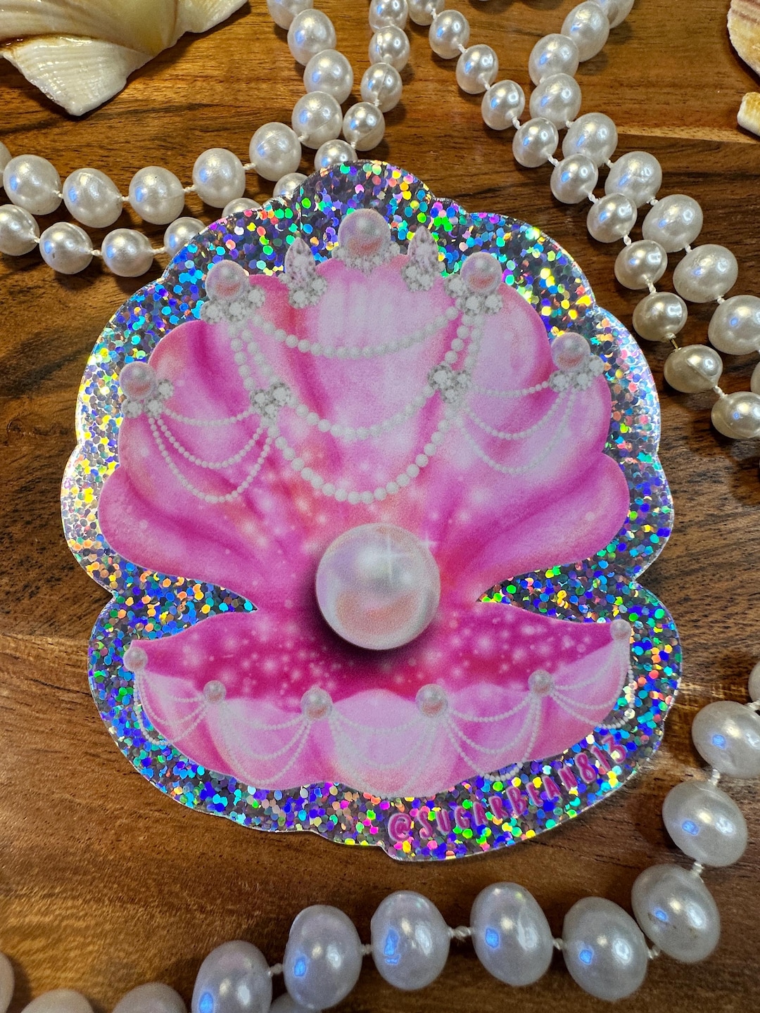 Clam Shell Sticker Glitter Seashell Sticker: Mermaid Jewelry Box, Waterproof Sticker ...