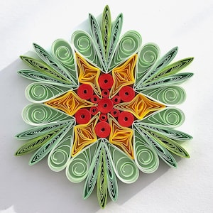 Stella di carta da 3,1", arte quilled, fiocco di neve quilled, ornamento natalizio, decorazione natalizia, arte sospesa, mandala quilled, arte 3D, arte di carta