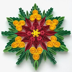 Stella di carta da 3,9", arte quilled, fiocco di neve quilled, ornamento natalizio, decorazione natalizia, arte sospesa, mandala quilled, arte 3D, arte di carta