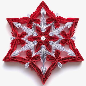 Stella di carta da 6,7", arte quilled, fiocco di neve quilled, ornamento natalizio, decorazione natalizia, arte sospesa, mandala quilled, arte 3D, arte di carta