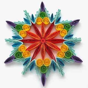 Stella di carta da 4,3", arte quilled, fiocco di neve quilled, ornamento natalizio, decorazione natalizia, arte sospesa, mandala quilled, arte 3D, arte di carta