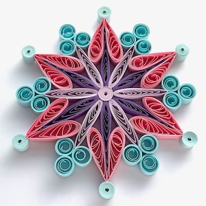 Stella di carta da 3,5", arte quilled, fiocco di neve quilled, ornamento natalizio, decorazione natalizia, arte sospesa, mandala quilled, arte 3D, arte di carta