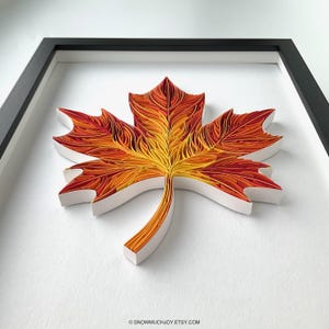 Maple Leaf, Framed Wall Art, Paper Quilling Art, 3D Papercraft, Fall Decor, Thanksgiving, Autumn, Thank You Gift, Apartment, Corporate