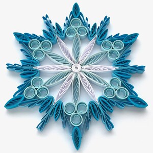 Stella di carta da 4,3", arte quilled, fiocco di neve quilled, ornamento natalizio, decorazione natalizia, arte sospesa, mandala quilled, arte 3D, arte di carta