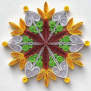 Stella di carta da 4,3", arte quilled, fiocco di neve quilled, ornamento natalizio, decorazione natalizia, arte sospesa, mandala quilled, arte 3D, arte di carta