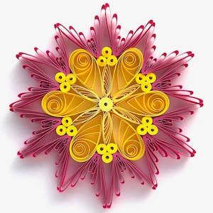 Stella di carta da 3,5", arte quilled, fiocco di neve quilled, ornamento natalizio, decorazione natalizia, arte sospesa, mandala quilled, arte 3D, arte di carta