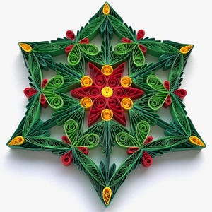 Stella di carta da 6,7", arte quilled, fiocco di neve quilled, ornamento natalizio, decorazione natalizia, arte sospesa, mandala quilled, arte 3D, arte di carta