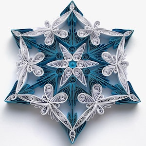 Stella di carta da 6,7", arte quilled, fiocco di neve quilled, ornamento natalizio, decorazione natalizia, arte sospesa, mandala quilled, arte 3D, arte di carta
