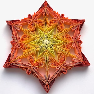 Stella di carta da 6,7", arte quilled, fiocco di neve quilled, ornamento natalizio, decorazione natalizia, arte sospesa, mandala quilled, arte 3D, arte di carta