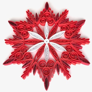 Stella di carta da 4,3", arte quilled, fiocco di neve quilled, ornamento natalizio, decorazione natalizia, arte sospesa, mandala quilled, arte 3D, arte di carta