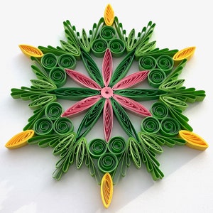 Stella di carta da 4,3", arte quilled, fiocco di neve quilled, ornamento natalizio, decorazione natalizia, arte sospesa, mandala quilled, arte 3D, arte di carta